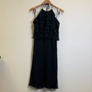 Dusk Women's Black Ruffle Halter Midi Dress